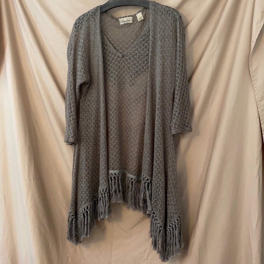 Grey Airy Fringed Sweater